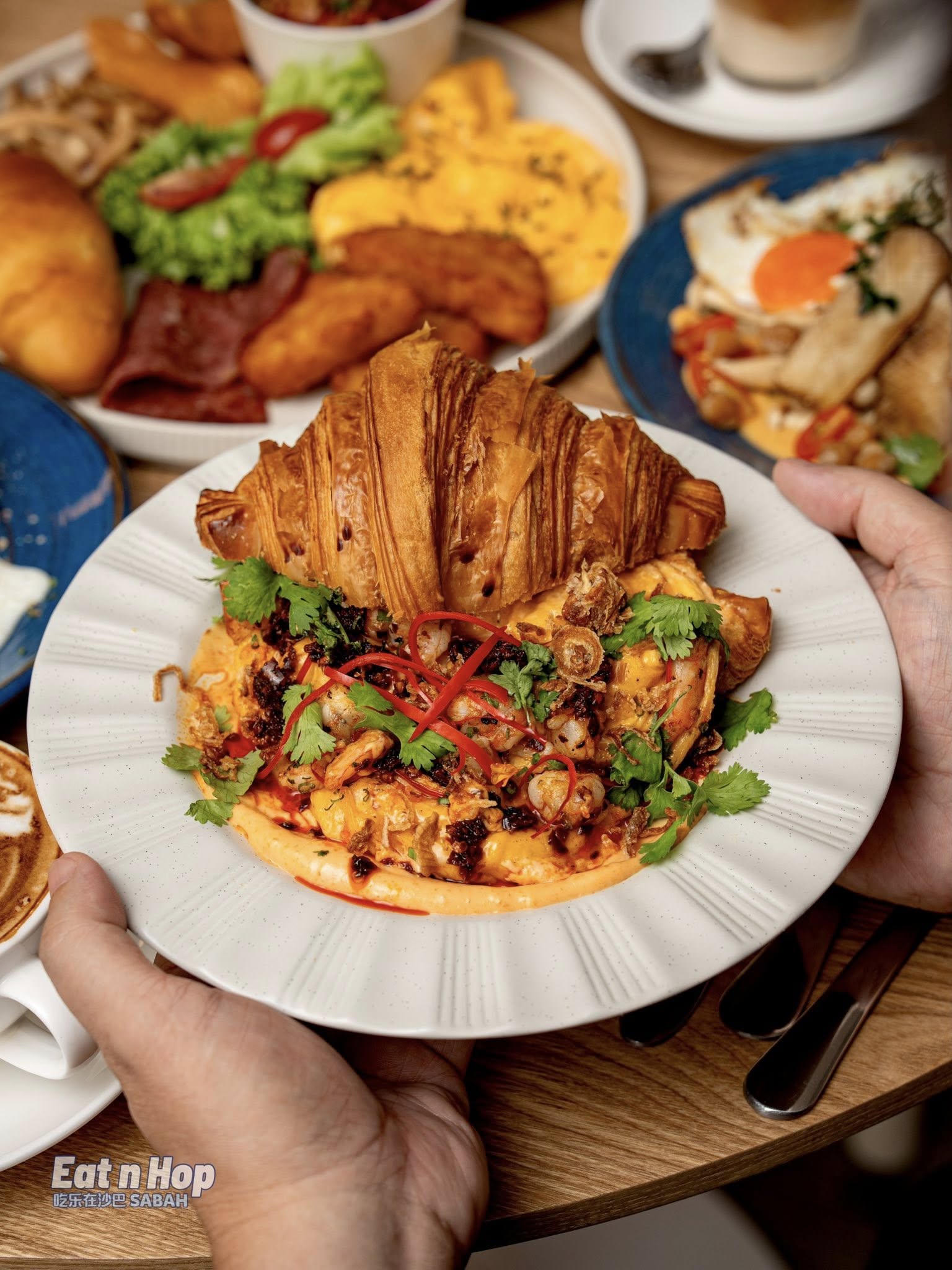 Signature dish with croissant and caramelised filling