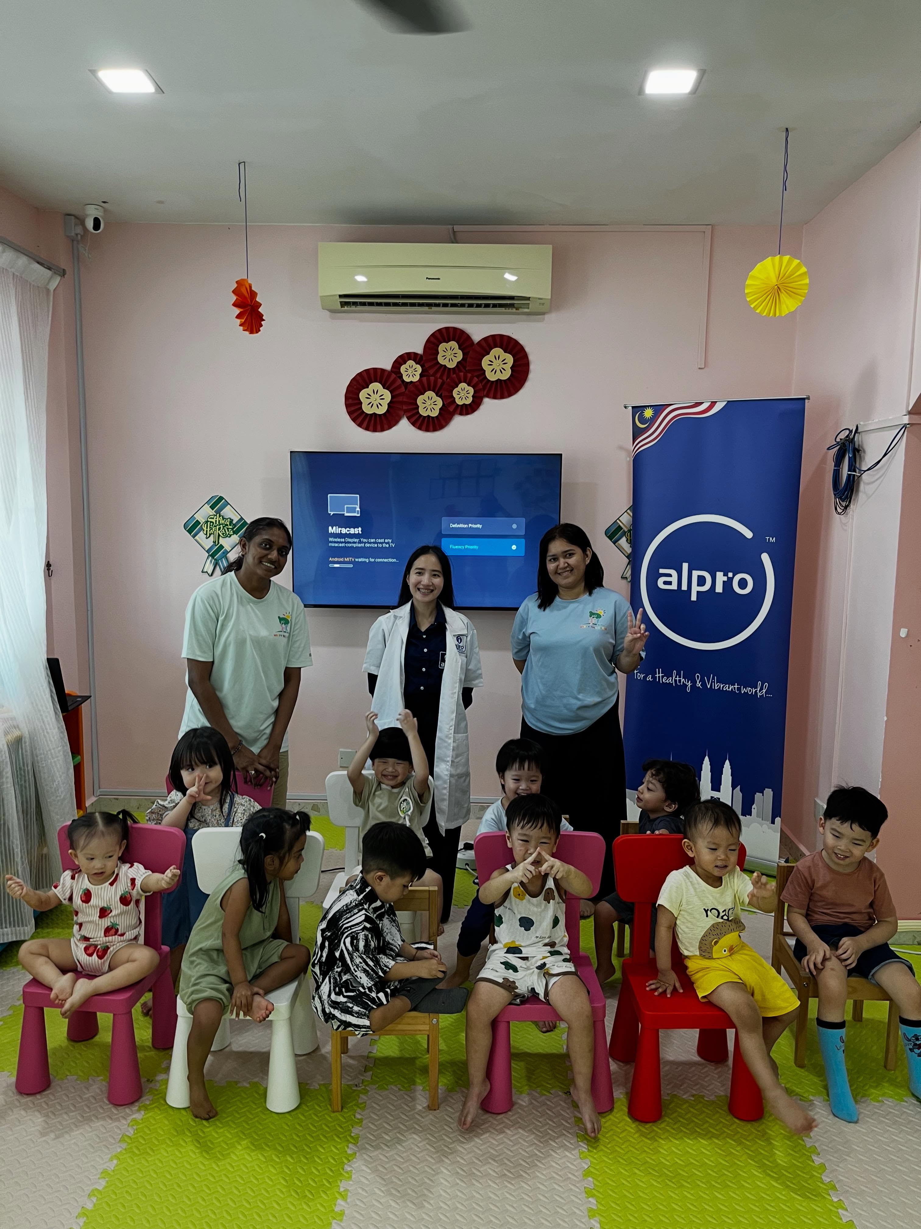 Children joining a health activity at the centre