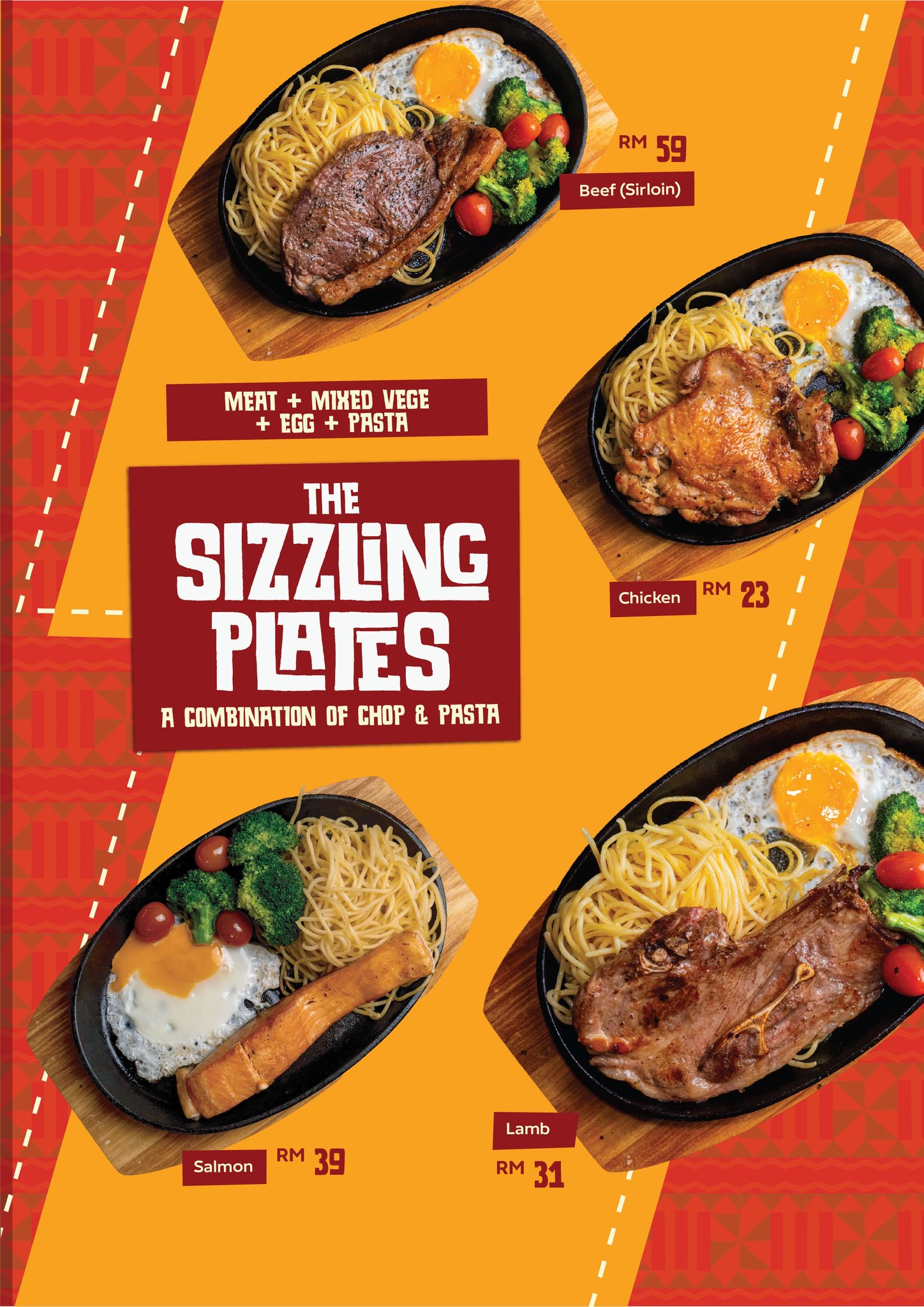 The Sizzling Plates — chop & pasta combo